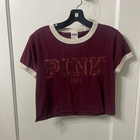 PINK Maroon and Cream T-Shirt - Picture 1 of 3